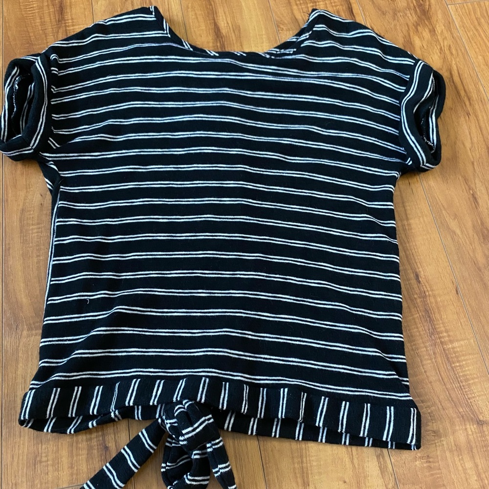 A New Day Striped Open Back T Shirt